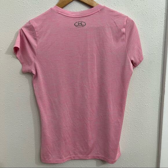 EUC Under Armour V Neck Pink Tee Sz S - Picture 2 of 4